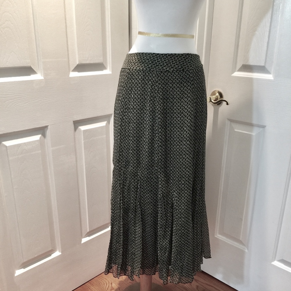 Charter Club Black and White Silk Long Skirt